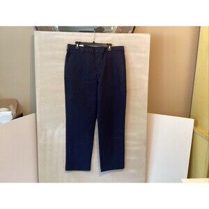 croft barrow men’s 36x31” easy care khaki navy blue classic fit flat front work